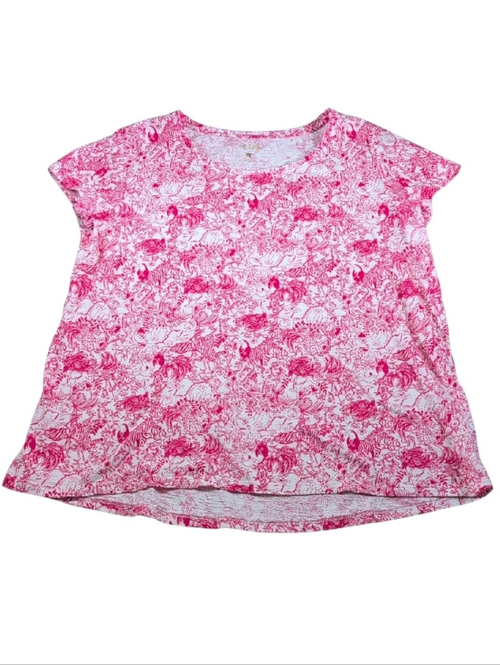 Lilly Pulitzer Etta Scoop Top in Raspberry Rouge Animal Magnetism Size Large